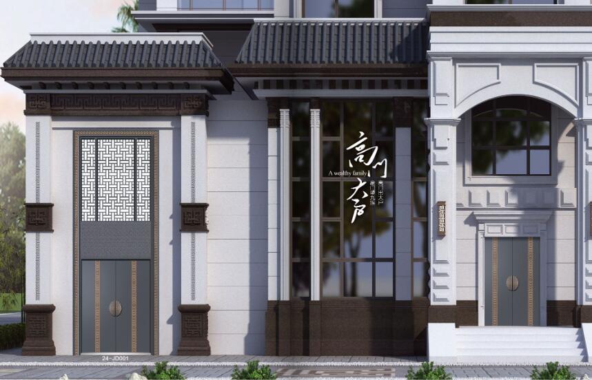 帶加高門楣加高氣窗精雕鑄鋁門